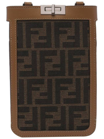 Peekaboo Phone Case Cross Bag Brown - FENDI - BALAAN 1