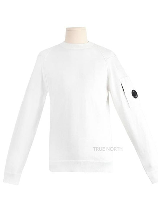 Men's Lens Wappen Long Sleeve Knit Top White - CP COMPANY - BALAAN.