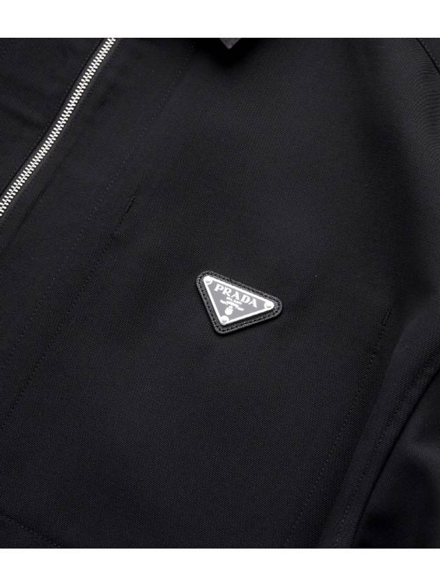 Triangle Logo Wool Shirt Zip Up Jacket Black - PRADA - BALAAN 6