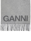 Fringes And Logo Muffler Grey - GANNI - BALAAN 7