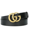 Men's GG Marmont Double G Buckle Gold Hardware Leather Belt Black - GUCCI - BALAAN 2