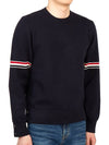 Men's Milan Stitch Armband Crew Neck Knit Top Navy - THOM BROWNE - BALAAN 4