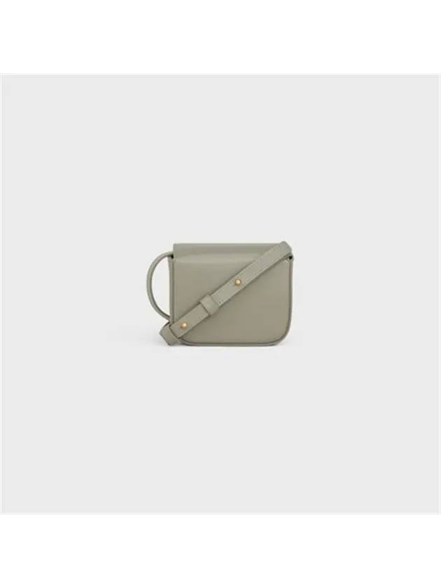 Triomphe Small Shiny Calfskin Cross Bag Green Clay - CELINE - BALAAN 4