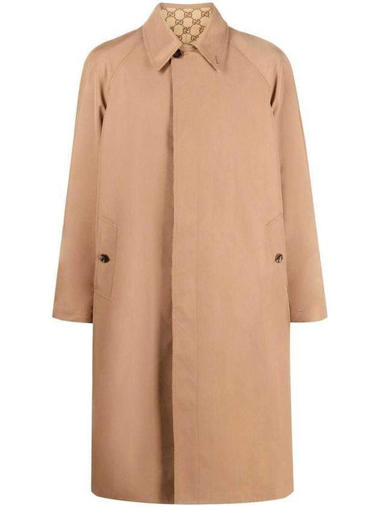 Men's Polyester GG Canvas Reversible Coat Beige - GUCCI - BALAAN.