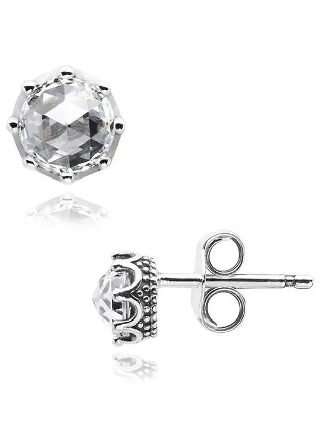 Crown Stud Earrings Silver - PANDORA - BALAAN 3