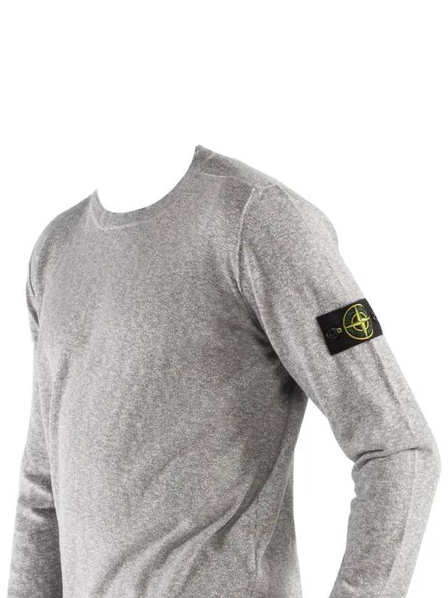 Logo Patch Crew Neck Cotton Nylon Knit Top Heather Grey - STONE ISLAND - BALAAN 3