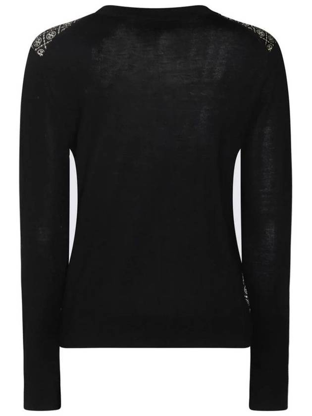 Logo Detail V-Neck Cardigan Black - TORY BURCH - BALAAN 3