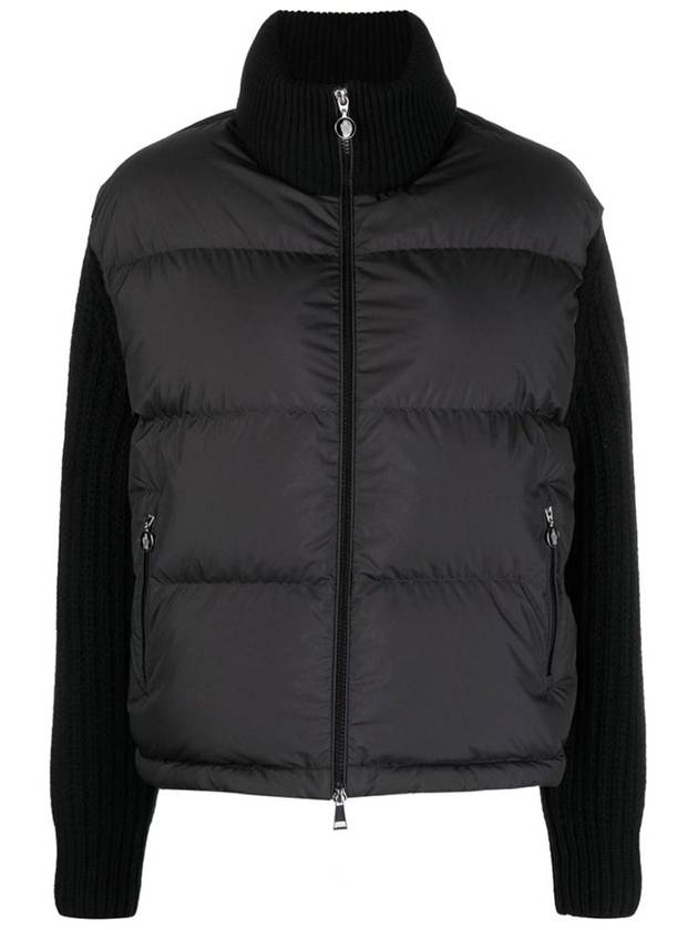 Padded Wool Cardigan Black - MONCLER - BALAAN 2