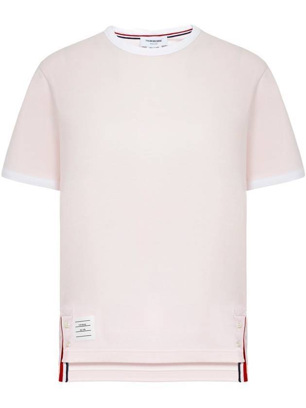 Asymmetric Hem Short Sleeve T-Shirt Pink - THOM BROWNE - BALAAN 1