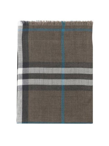 Check Reversible Wool Silk Scarf Dark Green - BURBERRY - BALAAN 1