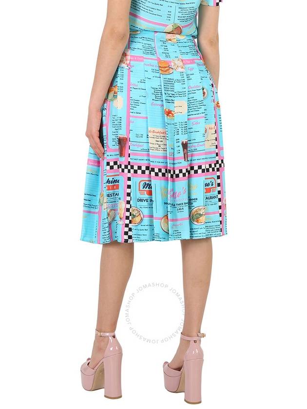 Moschino Ladies Multi Drive In Menu-Printed Pleated Midi Skirt, Brand Size 38 (US Size 4) - MOSCHINO - BALAAN 3