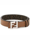 FF Buckle Pattern Reversible Leather Belt Brown - FENDI - BALAAN 2