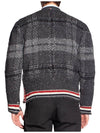 Donegal Tartan Stripe V-Neck Cardigan Grey - THOM BROWNE - BALAAN 6