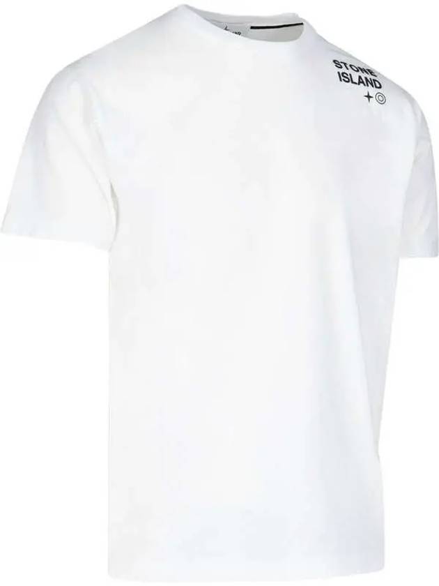 Shoulder Logo Round Short Sleeve T-Shirt White - STONE ISLAND - BALAAN 3