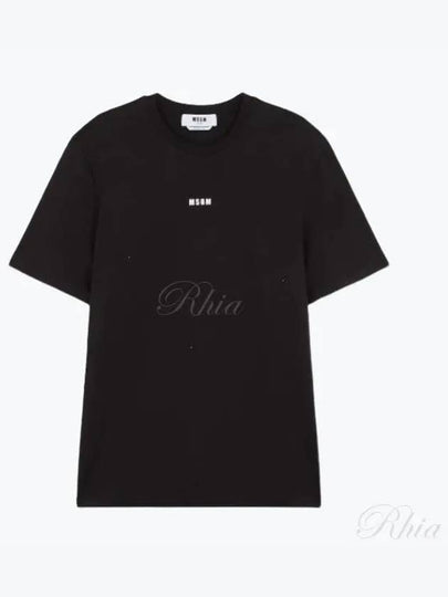 Micro Logo Print Short Sleeve T-Shirt Black - MSGM - BALAAN 2