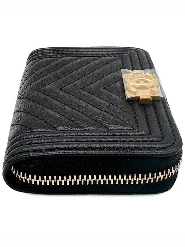 Women s Classic Boy Zipper Card Wallet Chevron Caviar Gold Metal Black A80602 B09734 94305 - CHANEL - BALAAN 5