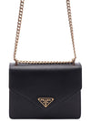 Saffiano Leather Envelope Chain Shoulder Bag Black - PRADA - BALAAN 3