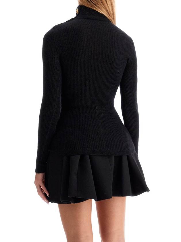 Mohair embossed button turtleneck black - BALMAIN - BALAAN 4