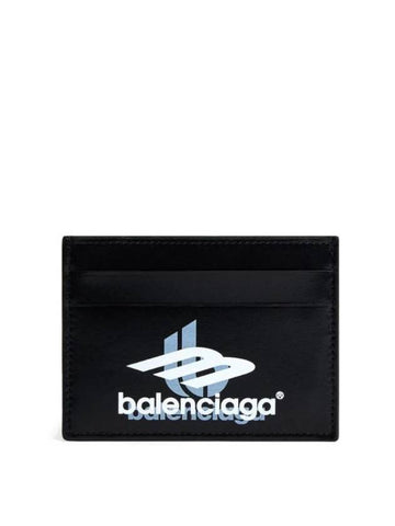 Logo Print Leather Card Wallet Black - BALENCIAGA - BALAAN 1