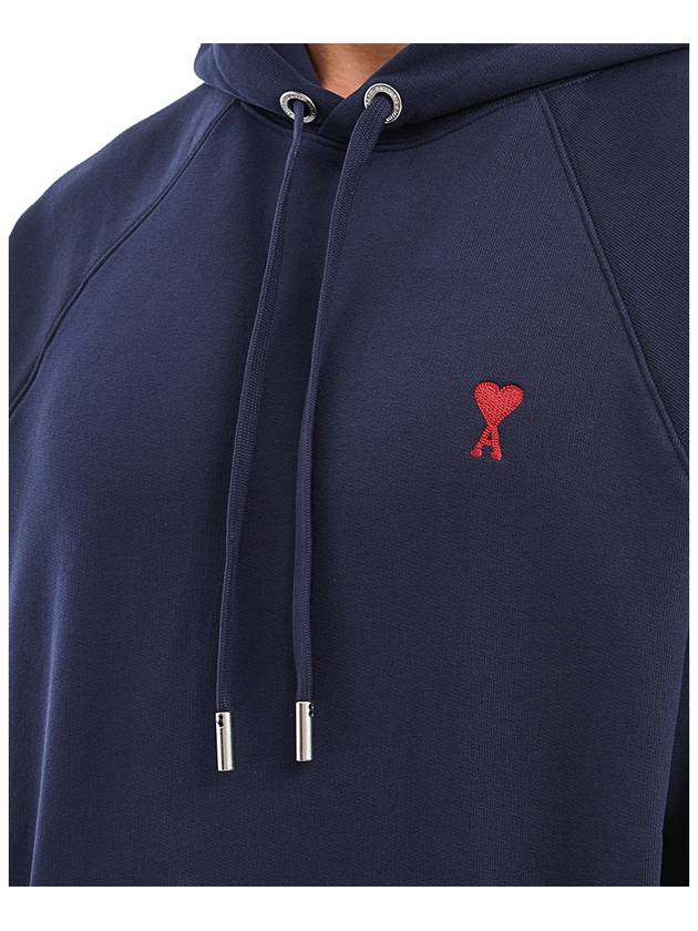 Embroidered Logo Organic Cotton Hoodie Navy - AMI - BALAAN 6