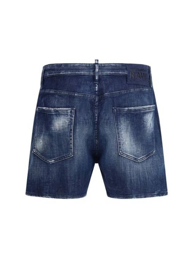 Stretch Cotton Denim Shorts Dark Blue - DSQUARED2 - BALAAN 3