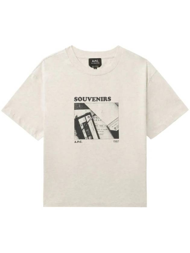 Cassettes Souvenir Photo Print Short Sleeve T-Shirt Heather Ecru - A.P.C. - BALAAN 1