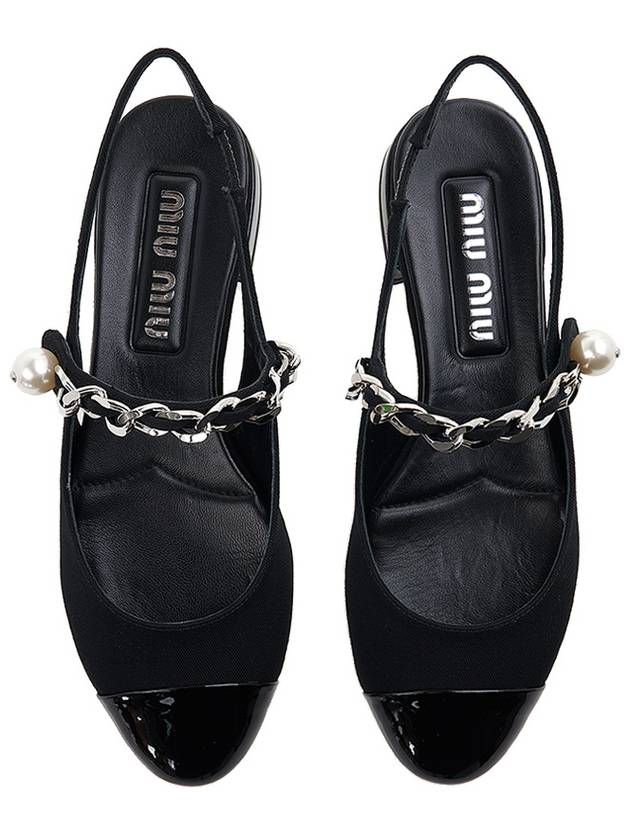 Women's Patent Velvet Leather Slingback Flat Black - MIU MIU - BALAAN 7