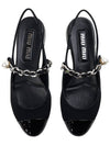 Women's Patent Velvet Leather Slingback Flat Black - MIU MIU - BALAAN 7