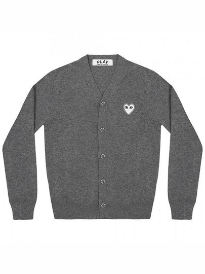 White Heart Wappen V-Neck Cardigan Dark Grey - COMME DES GARCONS - BALAAN 2