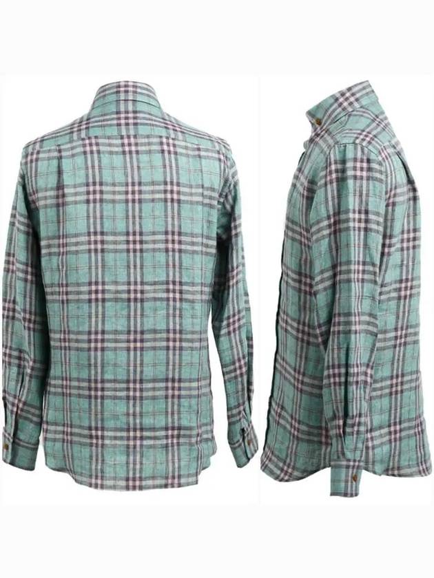 Khaki Check Linen Shirt S25DL0456 - VIVIENNE WESTWOOD - BALAAN 8