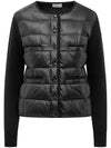 Logo Knit Mix Padding Cardigan Black - MONCLER - BALAAN 3