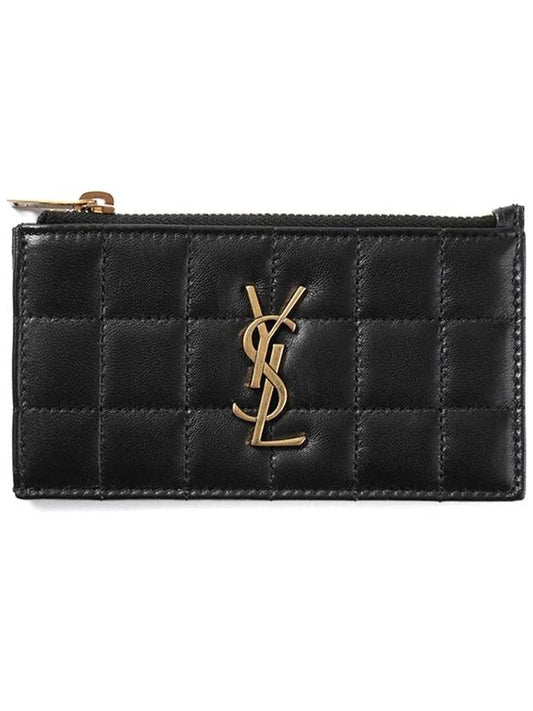 Cassandra Matelasse Leather Card Wallet Black - SAINT LAURENT - BALAAN 2