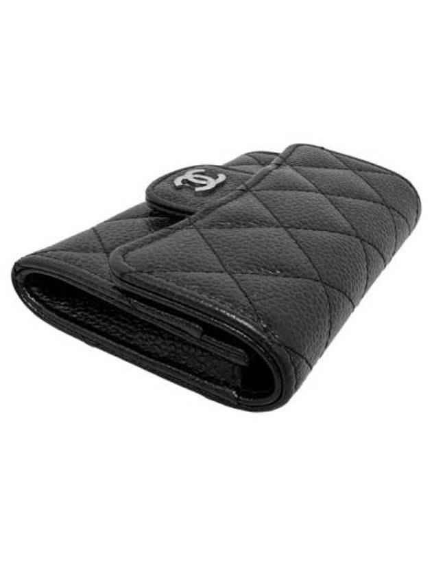 Classic Card Holder Grained Calfskin Silver Black - CHANEL - BALAAN 7