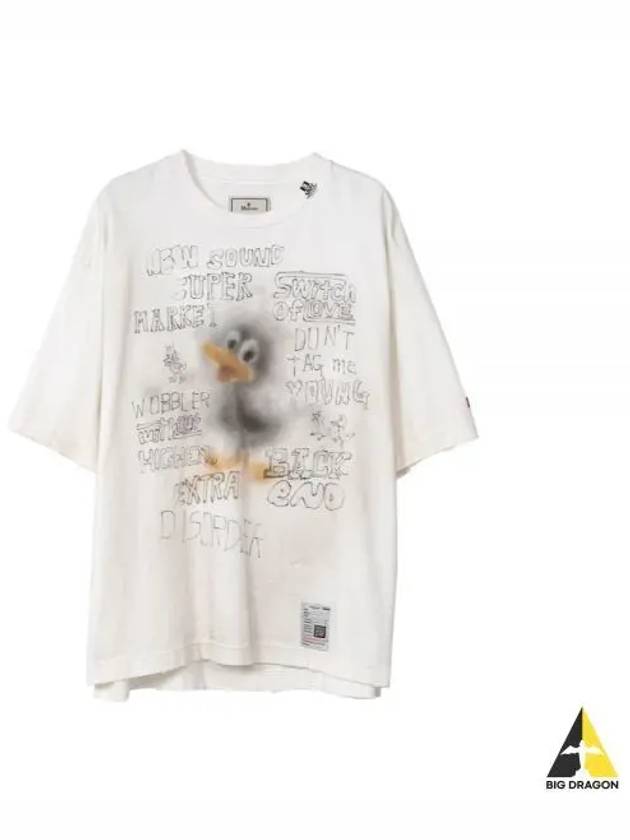 J13TS732 white duck print distressed t shirt - MIHARA YASUHIRO - BALAAN 1