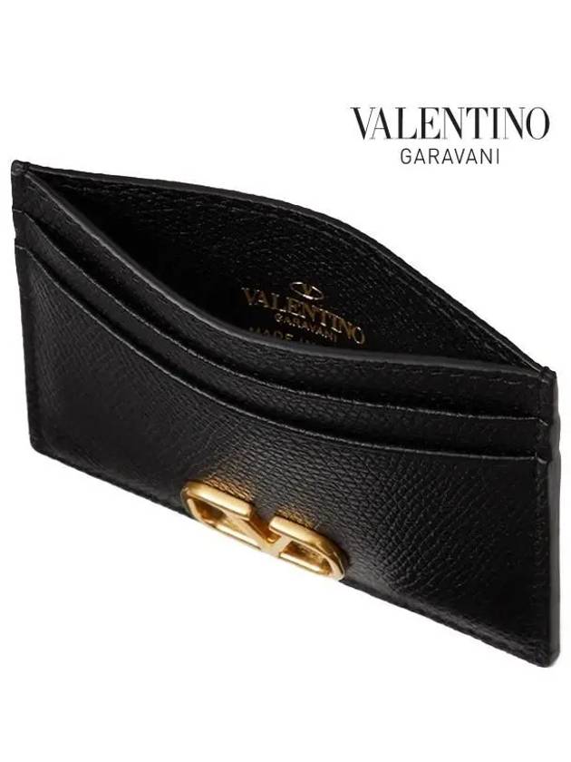 V Logo Signature Card Wallet Black - VALENTINO - BALAAN 6