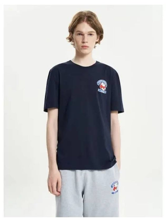 Unisex Fox Print Regular T Shirt Navy Domestic Product - MAISON KITSUNE - BALAAN 1