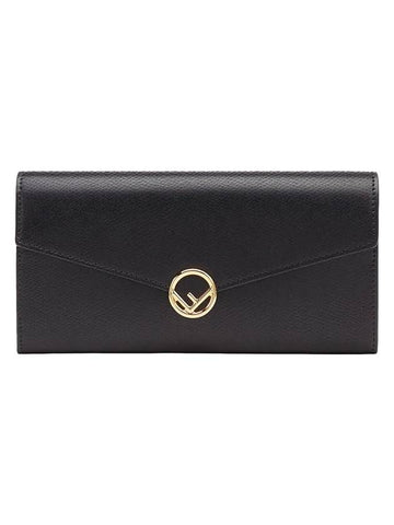 Logo Flap Long Wallet Black - FENDI - BALAAN 1