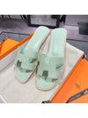 Women's Oran Sandals Calfskin Absong Mint Beige Twotone - HERMES - BALAAN 2