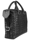 Classic Intrecciato Leather Silver Zipper Brief Case Black - BOTTEGA VENETA - 5