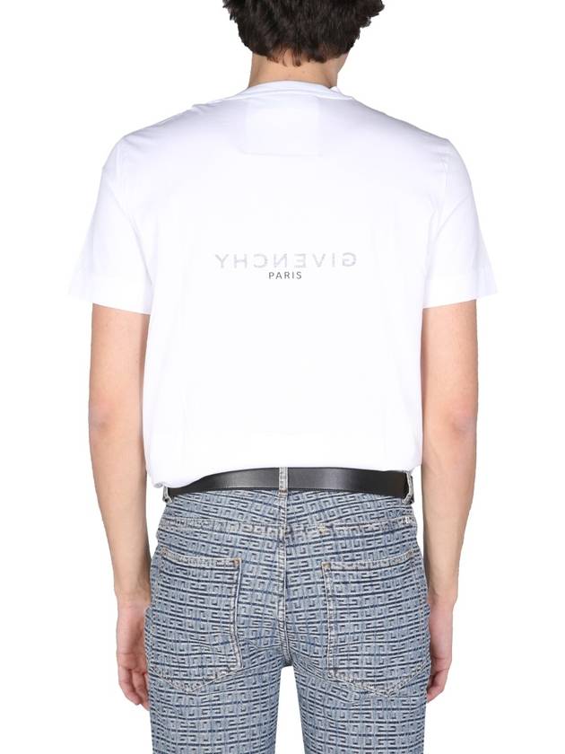 Men's Reverse Logo Round Slim Short Sleeve T-Shirt White - GIVENCHY - BALAAN 6