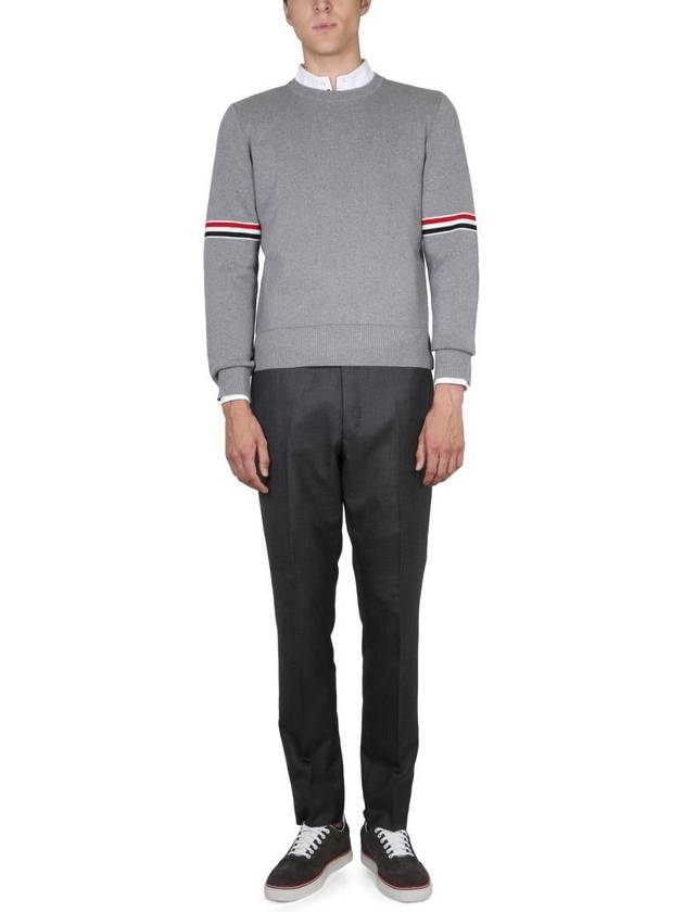 Men's Milan Stitch Armband Crew Neck Knit Top Light Grey - THOM BROWNE - BALAAN 5