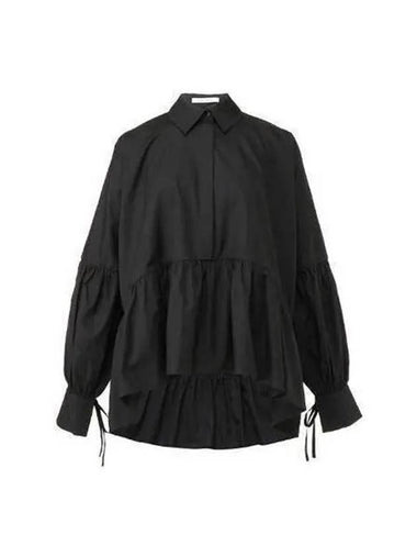 Ruffle long sleeve shirt black EDI0005 - CECILIE BAHNSEN - BALAAN 1