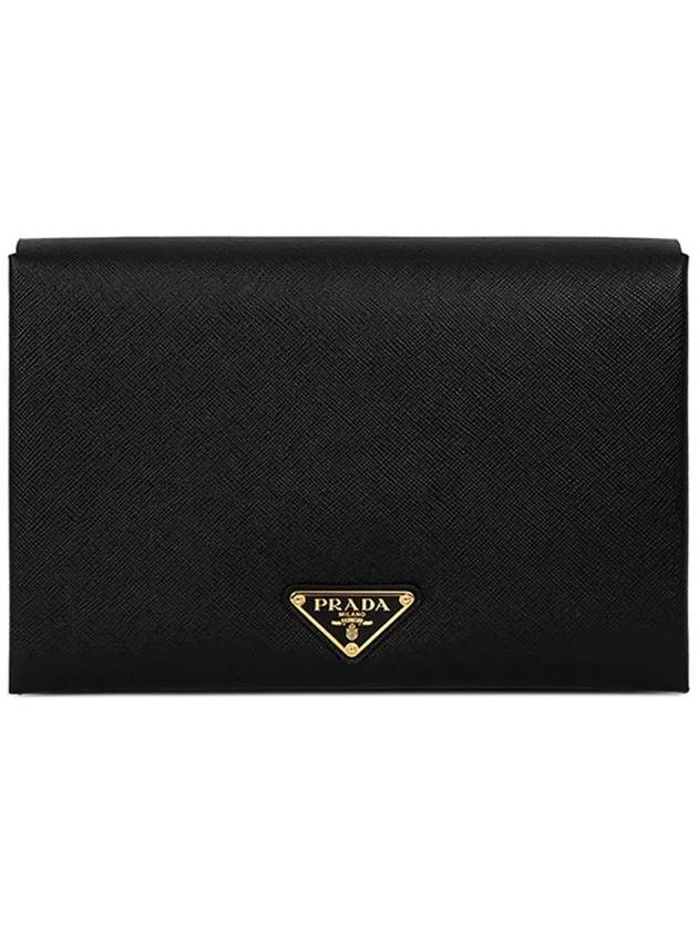 Saffiano Document Clutch Bag Black - PRADA - BALAAN 3