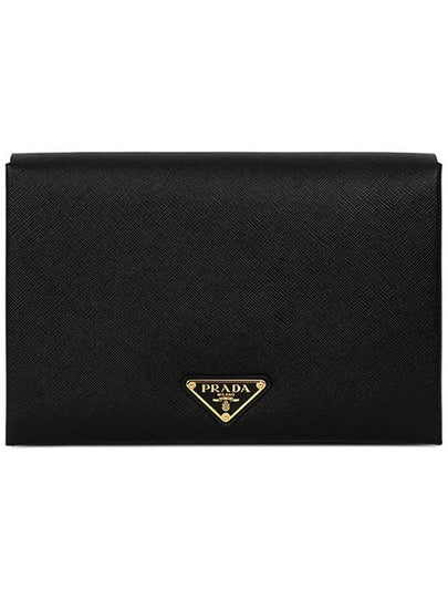 Saffiano Document Clutch Bag Black - PRADA - BALAAN 2