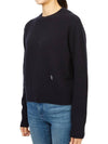 Embroidered Logo Crew Neck Cashmere Knit Top Navy - SPORTY & RICH - BALAAN 3