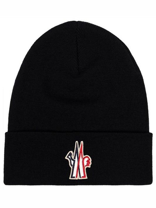 Grenoble Wool Beanie Black - MONCLER - BALAAN 2