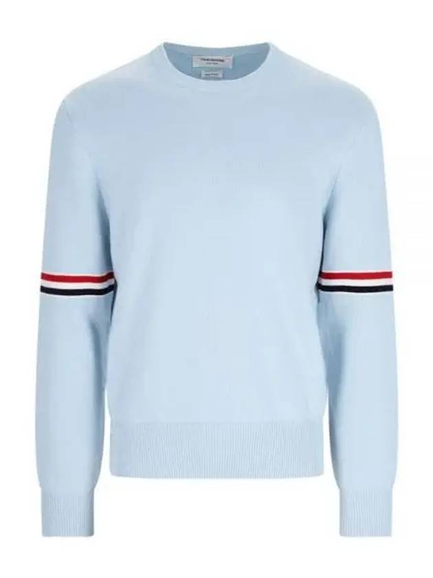 Cotton Milano Stitch Stripe Armband Crewneck Knit Top Light Blue - THOM BROWNE - BALAAN 2