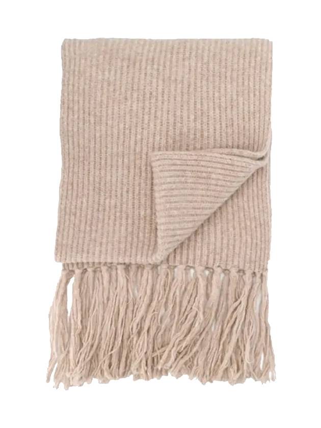 Heart Logo Patch Wool Muffler Beige - AMI - BALAAN 1