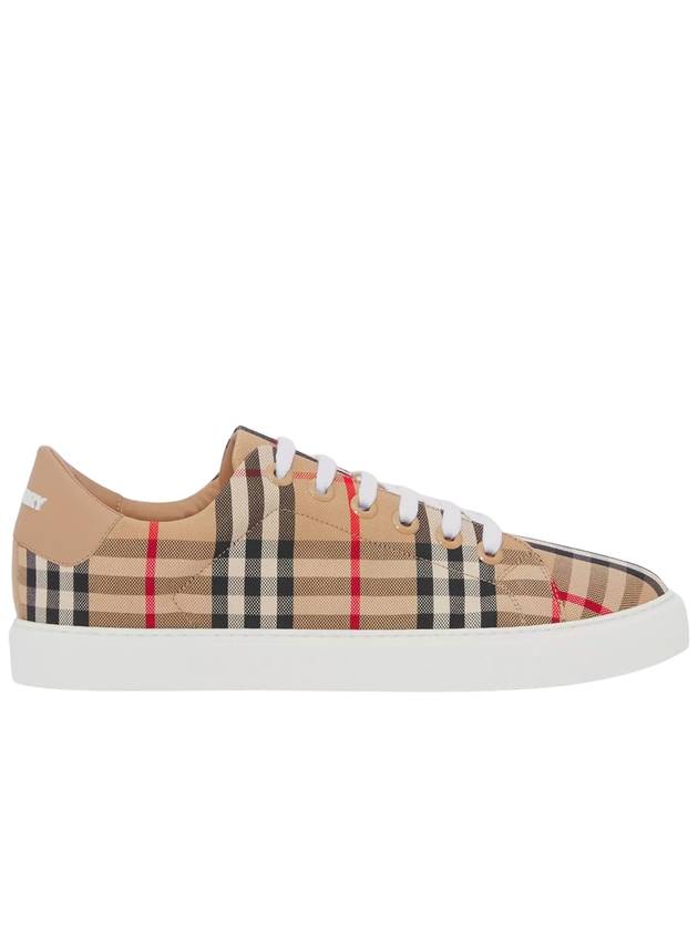 Vintage Check and Leather Sneakers Archive Beige - BURBERRY - BALAAN 2