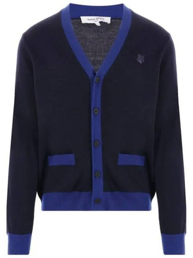 Bold Fox Head Patch Two-Tone Cardigan Ink Blue - MAISON KITSUNE - BALAAN 1